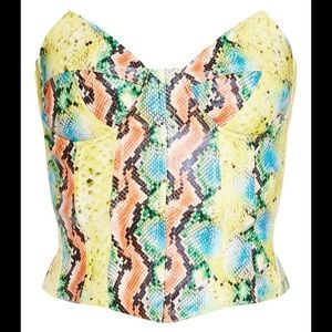 MULTI SNAKE FAUX LEATHER CORSET TOP